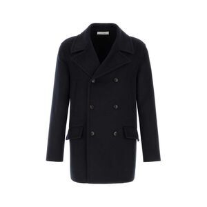 Umit Benan Men Navy Blue Wool Blend Coat